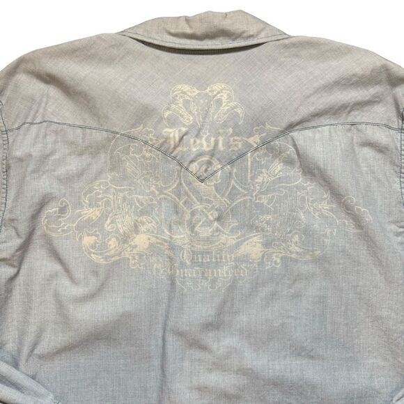 Levi's Men's Western Pearl Snap Chambray Long Sleeve Shirt Size Large - Picture 1 of 10